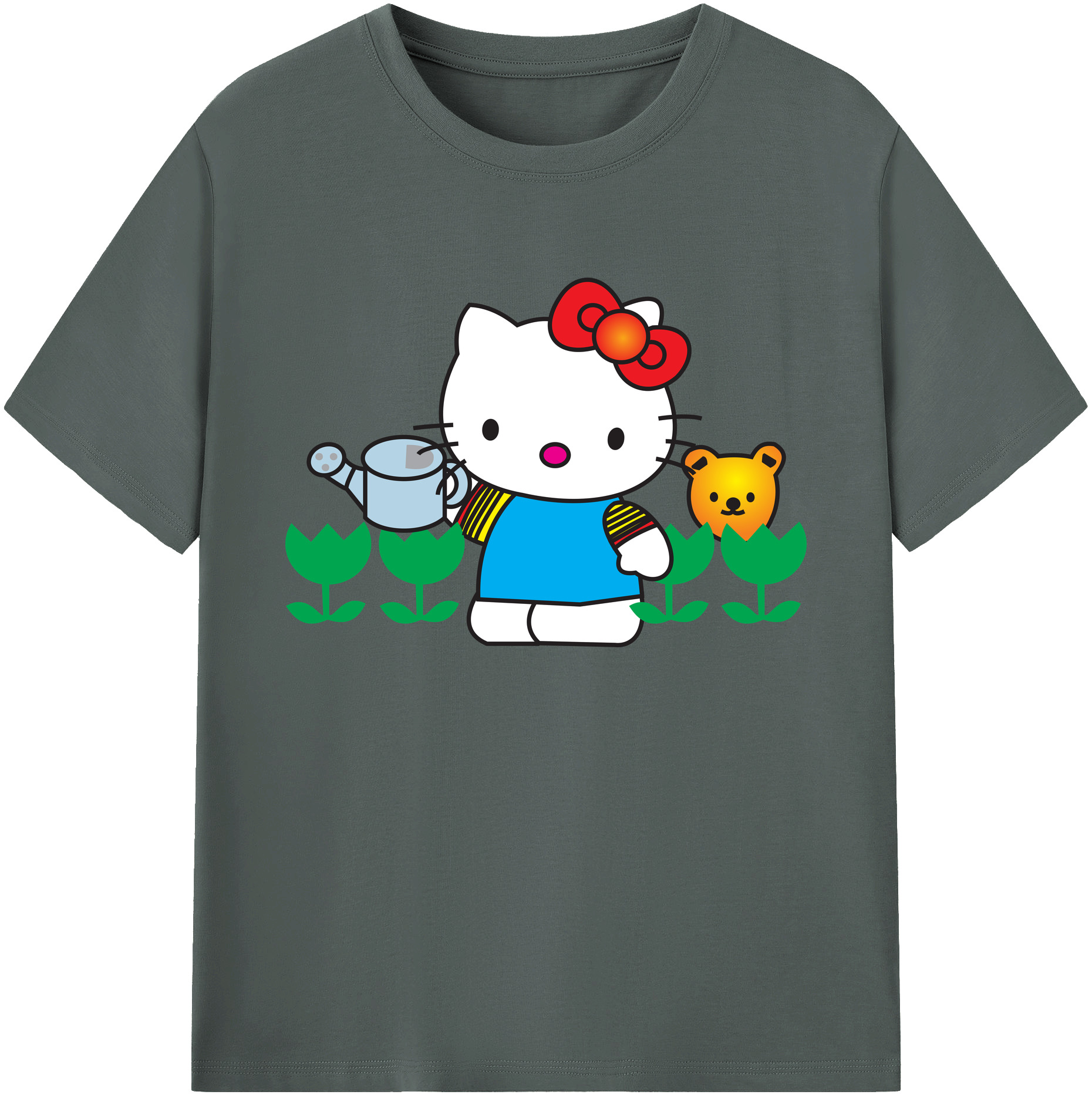 （画像用） Hello Kitty ハローキティ 綿100％ メンズ半袖Tシャツ｜肌触りやわらか＆通気性